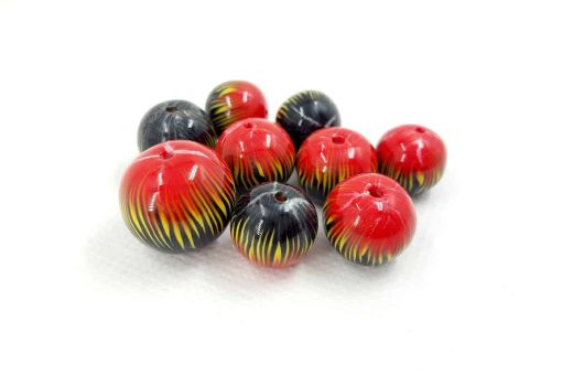 Round Beads «The Lava» by Millefiori Technique #7075