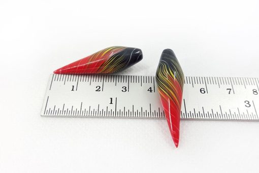 2 Beads «Vulcano» by Millefiori Technique #7080