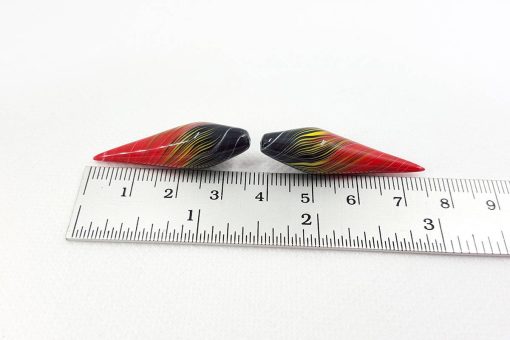 2 Beads «Vulcano» by Millefiori Technique #7081