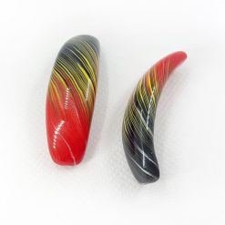 2 pcs Long Flat Beads Lava by Millefiori Technique #7096