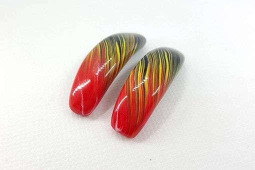 2 pcs Long Flat Beads Lava by Millefiori Technique #7098