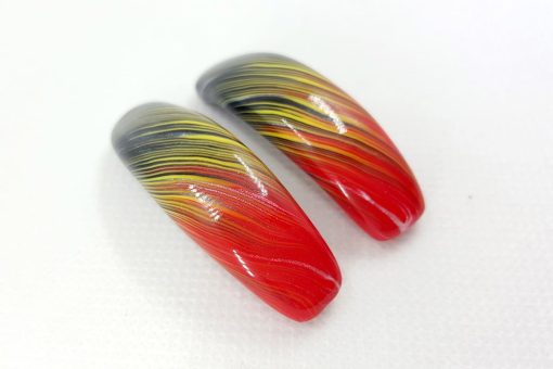 2 pcs Long Flat Beads Lava by Millefiori Technique #7099