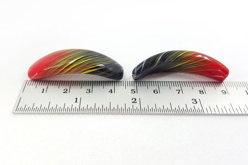 2 pcs Long Flat Beads Lava by Millefiori Technique #7100