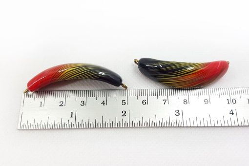 Long Flat Beads «Lava» by Millefiori Technique #7103