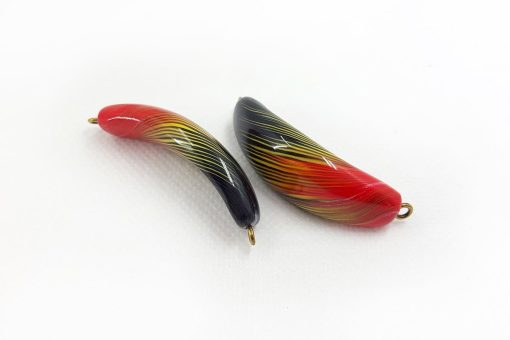Long Flat Beads «Lava» by Millefiori Technique #7104