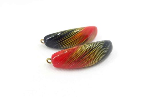 Long Flat Beads «Lava» by Millefiori Technique #7105