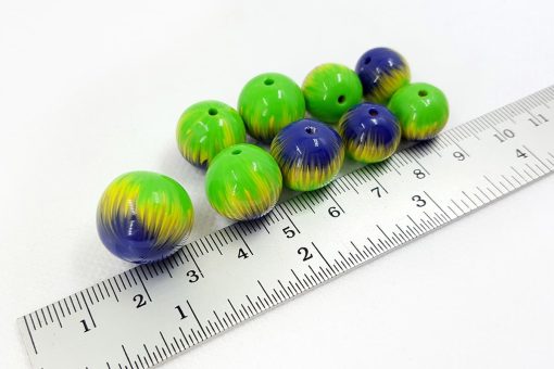 9 Round Beads by Millefiori Technique, Polymer Clay #7138