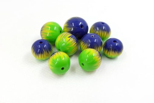 9 Round Beads by Millefiori Technique, Polymer Clay #7140