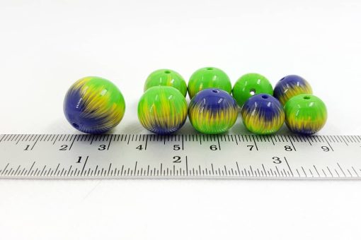 9 Round Beads by Millefiori Technique, Polymer Clay #7142