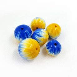 6 Round Beads by Millefiori Technique, Polymer Clay #7150