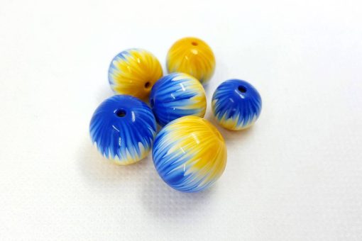 6 Round Beads by Millefiori Technique, Polymer Clay #7151