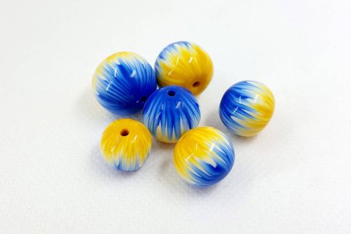 6 Round Beads by Millefiori Technique, Polymer Clay #7152