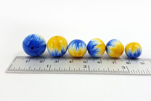 6 Round Beads by Millefiori Technique, Polymer Clay #7153