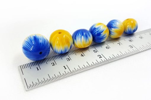 6 Round Beads by Millefiori Technique, Polymer Clay #7154