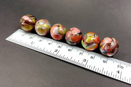 6 Beads: Glossy Brown, Bronze, Green (Polymer Clay) #7184