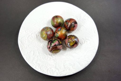 6 Beads: Glossy Brown, Bronze, Green (Polymer Clay) #7186