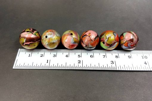 6 Beads: Glossy Brown, Bronze, Green (Polymer Clay) #7188