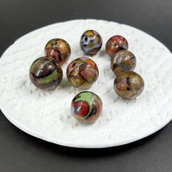 8 Beads from Polymer Clay Brown, Bronze, Red, Green #7192