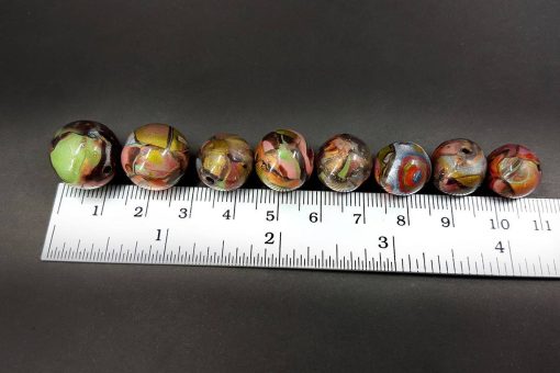 8 Beads from Polymer Clay Brown, Bronze, Red, Green #7196