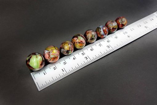 8 Beads from Polymer Clay Brown, Bronze, Red, Green #7197