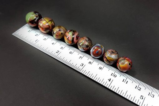 8 Beads from Polymer Clay Brown, Bronze, Red, Green #7198
