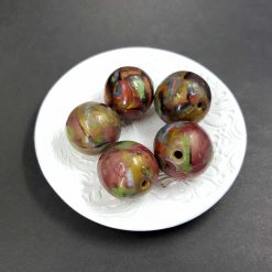 5 Jade Beads - Brown, Bronze, Green (Polymer Clay) #7661