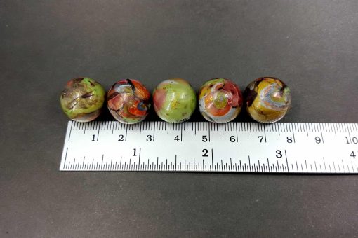 5 Jade Beads - Brown, Bronze, Green (Polymer Clay) #7664