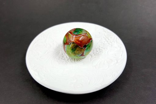 Shining Jade Bead (Polymer Clay) - Green Brown Colors #7649