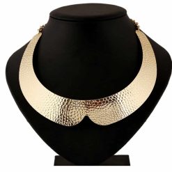 Metal gold color textured base for necklace #13941