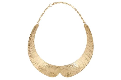 Metal gold color textured base for necklace #13942