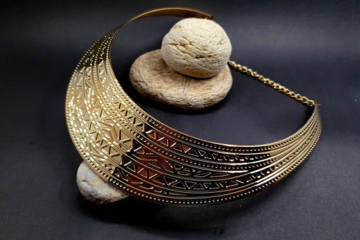 Metal golden textured necklace shape tool for baking #13951