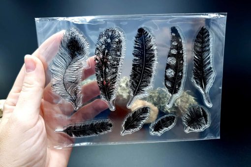 Clear Silicone Stamp "Large Feathers"