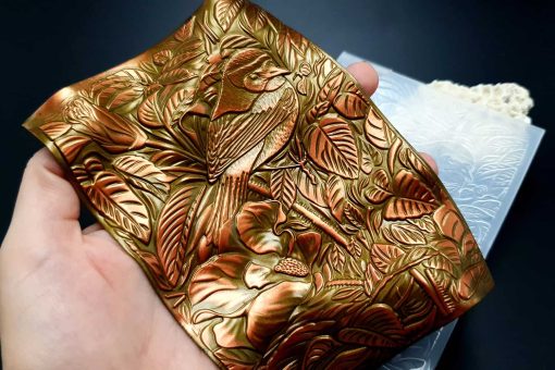 Tooled Leather Bird in the Forest #20753