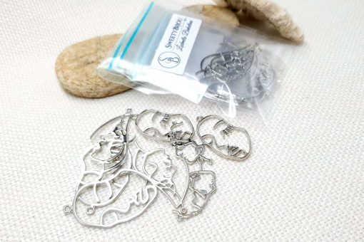 Faces - Set of 8pcs Silver Color Metal Jewelry Findings #22385