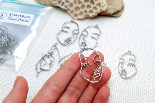 Faces - Set of 8pcs Silver Color Metal Jewelry Findings #22395