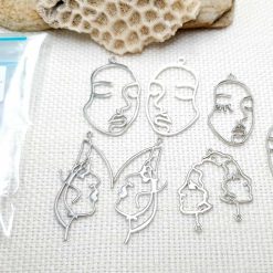Faces - Set of 8pcs Silver Color Metal Jewelry Findings #22397