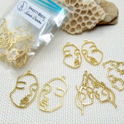Faces - Set of 8pcs Golden Color Metal Jewelry Findings #22391