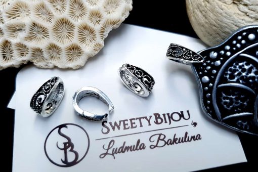 Silver Baroque Style Pendant Pinch Bail - 14x10mm #22936