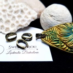 Bronze Baroque Style Pendant Pinch Bail - 14x10mm #22964