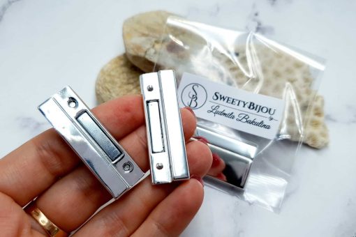 Silver Color Long Magnetic Clasps - 2 pairs #23298