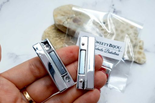 Silver Color Long Magnetic Clasps - 2 pairs #23301