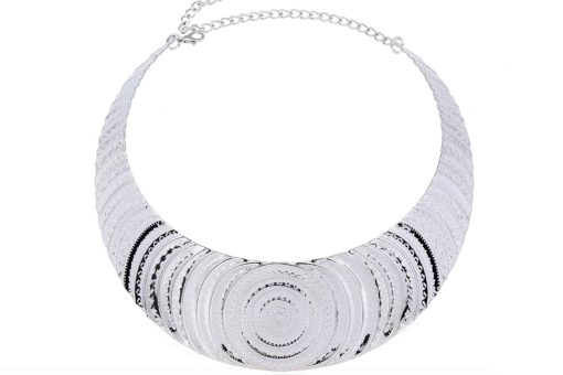 Necklace Metal Base “Circles” Pattern - Silver, 14cm #23373