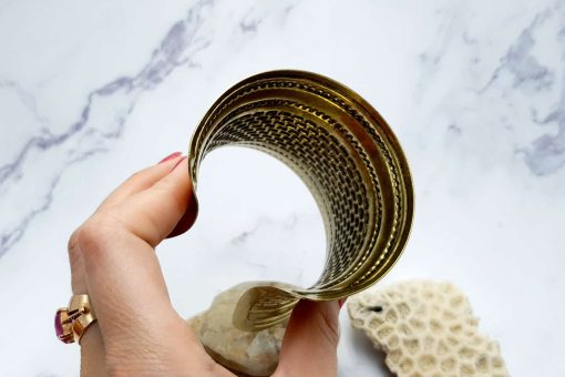 Metal base, bricks-n-ropes pattern, aged bronze #23423