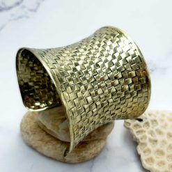 Bracelet metal base, basket pattern, aged bronze #23434
