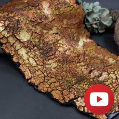 Golden crackle veneer with paints on polymer clay #26079