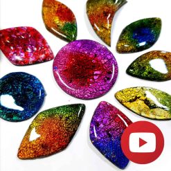 Faux lampwork cabochons with crackle effects #26074