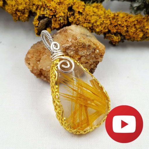 Wrapped Pendant with Faux Rutilated Quartz #25808