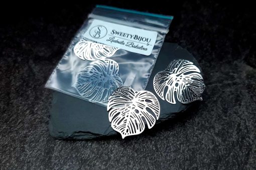 Silver color exotic leafs charms for earrings #27202