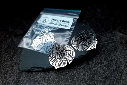 Silver color exotic leafs charms for earrings #27205
