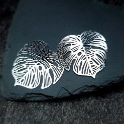 Silver color exotic leafs charms for earrings #27214